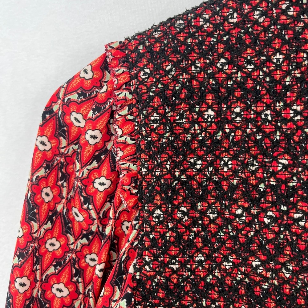 Alice & Olivia Elvira Smocked Mock Neck Mini Dress Sz 2 - Picture 16 of 16